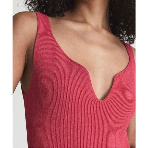 Reiss DAKOTA SWEETHEART NECK KNITTED BODYCON Dress in Pink NWT Size Medium - Picture 4 of 13